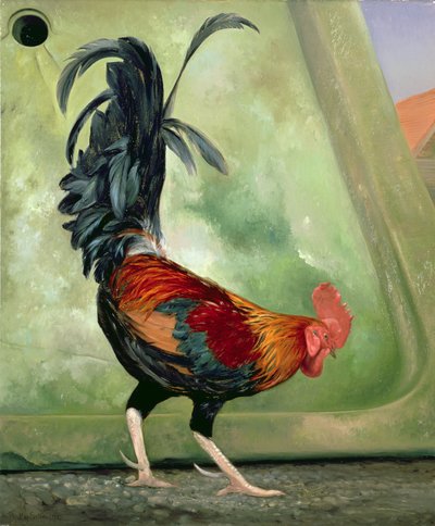 Popinjay, dettaglio che mostra il gallo, 1987 da Timothy Easton